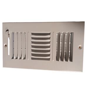 8 in. x 4 in. 3-Way Steel Wall/Ceiling Register, White, w/ Damper, W/O Hardware